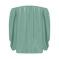thumbnail image 5 of MIXUE Boho Tops For Women Summer Chiffon Solid Color Off Shoulder Long Sleeve Loose Fit Casual T-shirts Streetwear,Green,M, 5 of 6