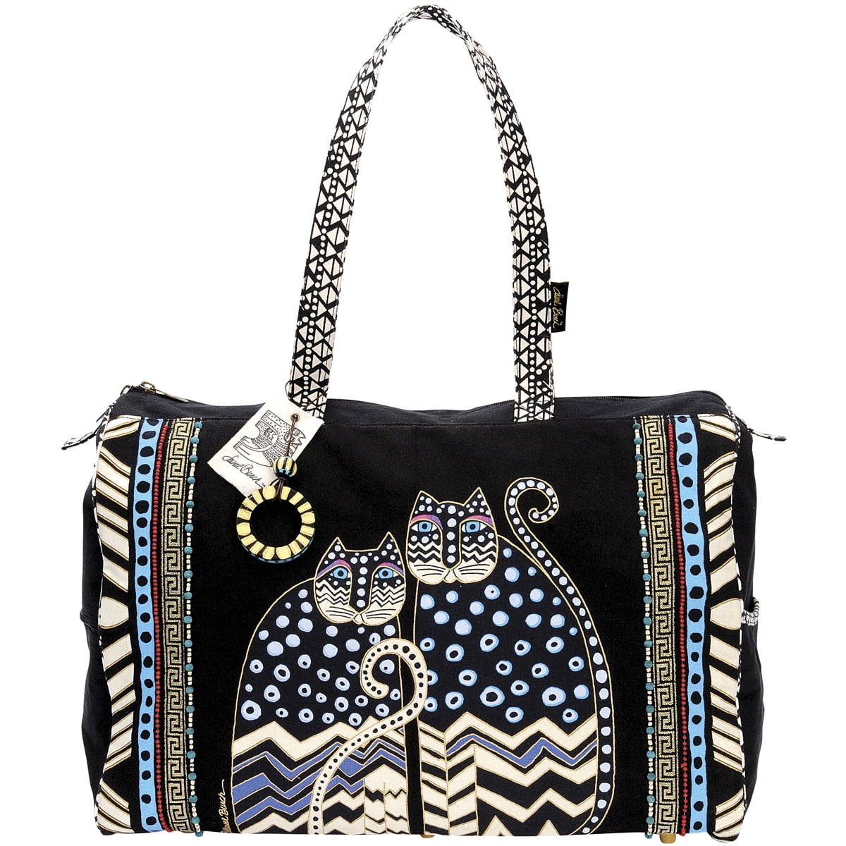 Laurel Burch LB4315 Crossbody Tote with Zipper Top Spotted Cats
