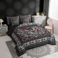 thumbnail image 3 of Erosebridal Gothic Moth Bedding Comforter Set, Bohemian Aztec Mandala Full Bedding Set, Black Gray Red, Black Reversible 7pcs, 3 of 6