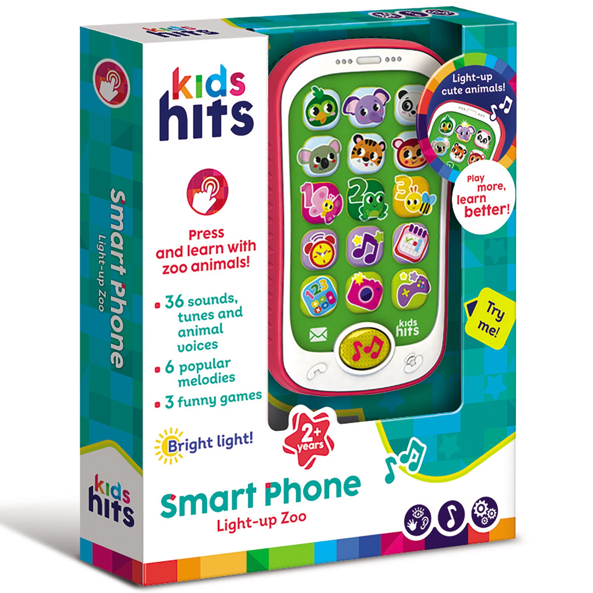 Kids Hits: Smart Phone - Light-Up Zoo - Interactive Educational Toy, 3 Game Modes, Animal Sounds & Songs, Riddles, Snap-Pictures, Kids & Toddlers 2+