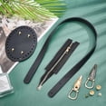 thumbnail image 2 of Kit de tejido para bolso DIY: base ovalada para bolso de piel sintética negra, correa para el hombro, cremallera para coser bolsos con herrajes metálicos., 2 of 7