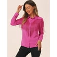thumbnail image 2 of DARING DIVA Women's Fringe Button Down Disco Shirts Blouse L Hot Pink, 2 of 6