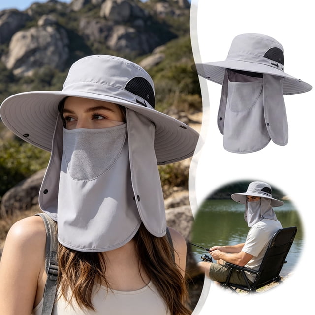 Tong Chapeau de Soleil Détachable pour le Visage Chapeau de Soleil pour le Cou Chapeau d'Extérieur Léger et Respirant Chapeau de Soleil Convenant à la Randonnée
