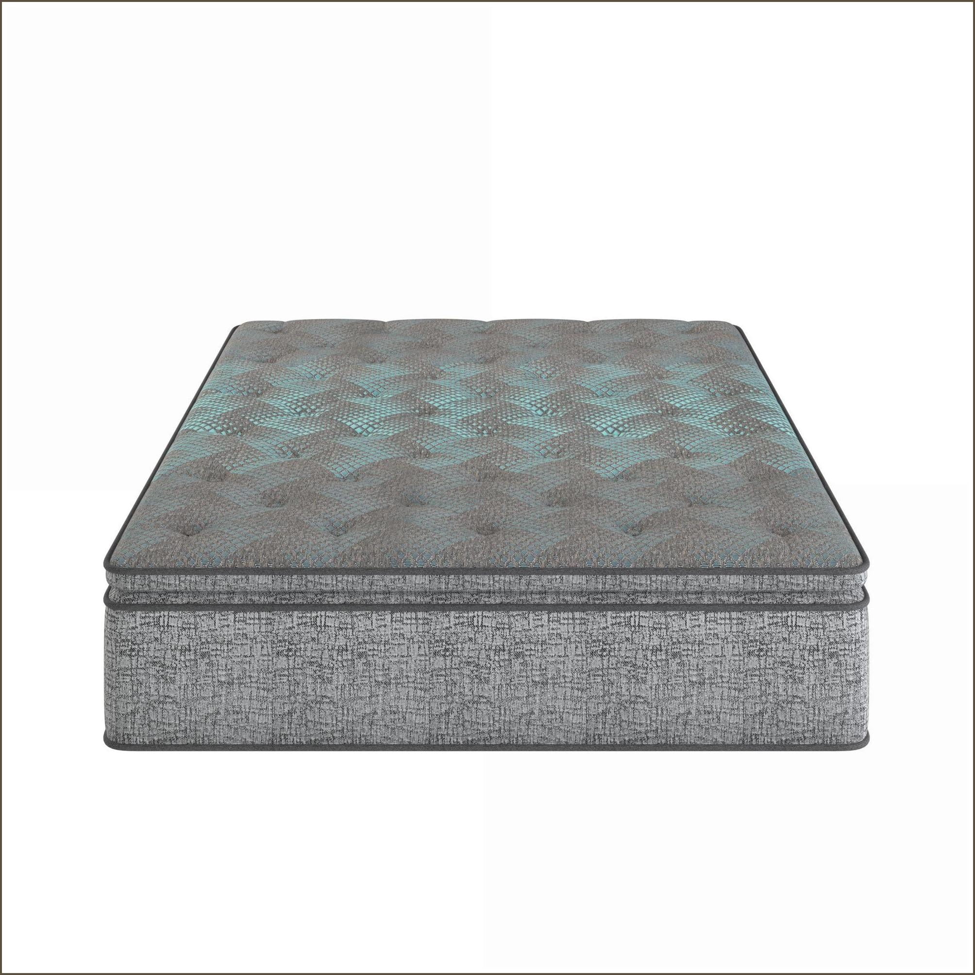 Mattresses, Restonic 12” Plush Hybrid Euro Top Mattress, California King | Foam | Slate Gray+Sky Blue