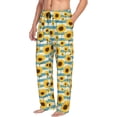 thumbnail image 2 of Yiaed White Blue Striped Sunflower Print Men's Lounge Pants, Loose PJ Bottoms, Long Pajama Pants for Men-Small, 2 of 5