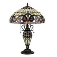 thumbnail image 3 of COOPER Tiffany-style 3 Light Victorian Double Lit Table Lamp 16" Shade, 3 of 8