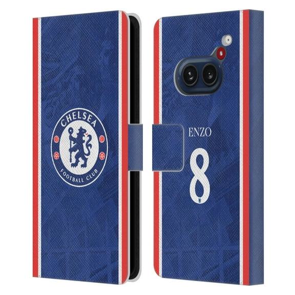 Head Case Designs Officially Licensed Chelsea Football Club 2025/26 Players Home Kit Enzo Fernández Leather Wallet Case Compatible with Nothing Phone (2a)