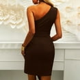 thumbnail image 5 of Dresses for Women 2023 One Shoulder Dresses for Women Sleeveless Sexy Solid Color Belted Mini Dress Slim Fitted Elegant Formal Cocktail Dresses, 5 of 7