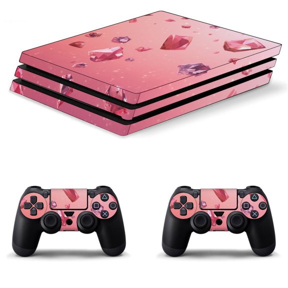 Decal Skin for PS4 Slim / PS4 Pro / PS4, Whole Body Vinyl Sticker Cover for Playstation 4 Console and Controller (Pink Crystal Falling)