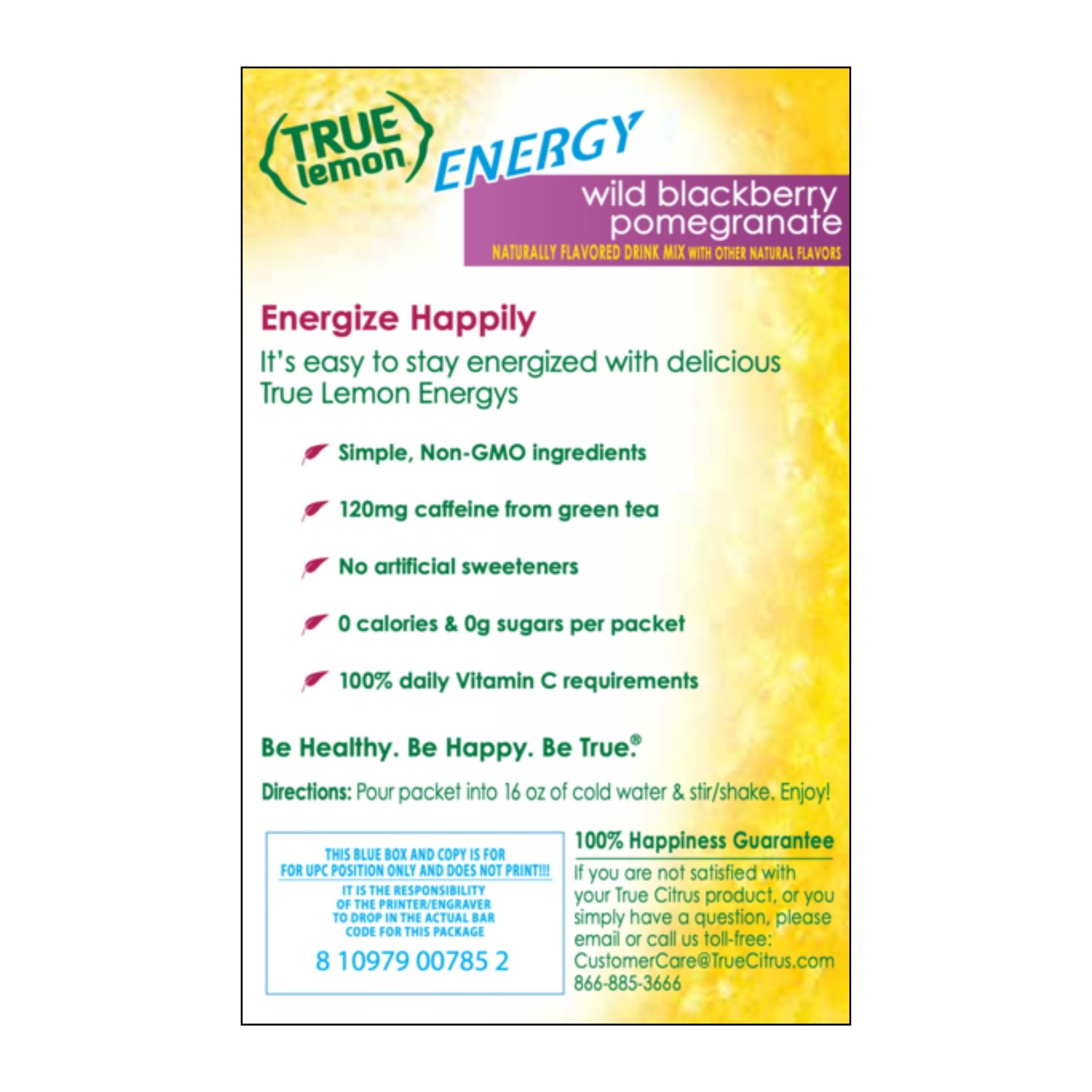 (5 pack) True Lemon Wild Blackberry Pomegranate Energy Drink Mix Powder, No Artificial Sweeteners, 6 Count