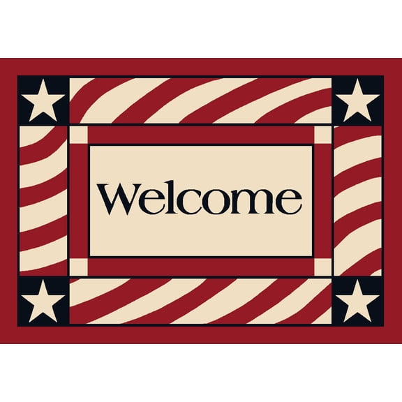 Milliken Seasonal Inspirations Area Rug Patriotic Welcome 02000 Opal 3' 10" x 5' 4" Rectangle