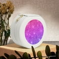 thumbnail image 6 of Yiaed Purple Glitter Print Travel Jewelry Case Bridesmaid Gift Boxes Jewelry Travel Organizer Small Round Jewelry Box Mini Storage-White, 6 of 7