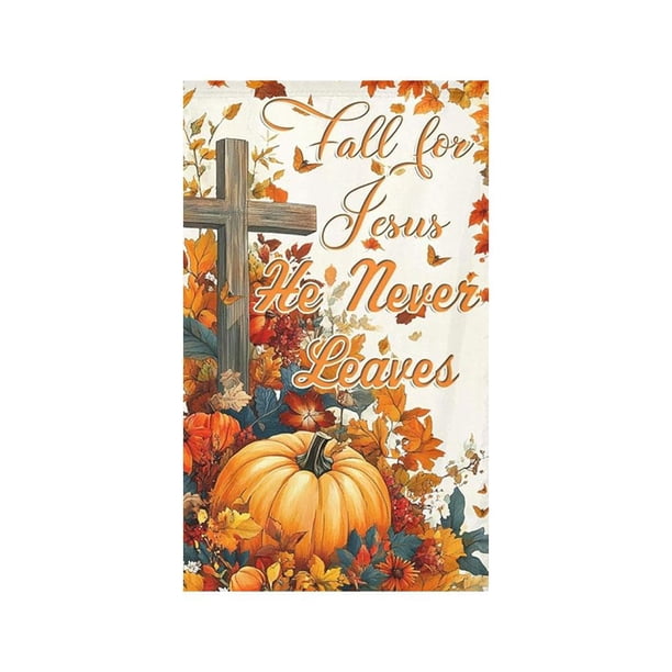 EZLIFE Bandera de jardín de Acción de Gracias de otoño de Rtyweth, bandera de exterior de patio de vacaciones de cosecha de lunares de calabaza, decoración de temporada para exteriores E4A7