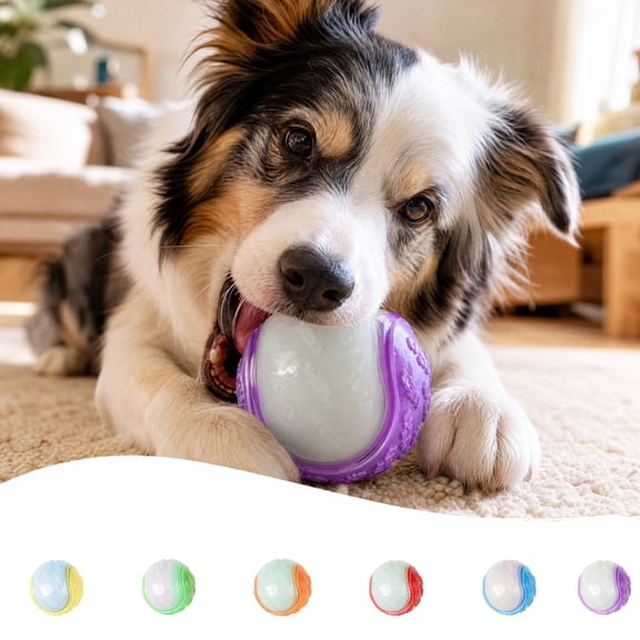 Interactive Dog Ball 2.5 Inch Glow in The Dark Dog Ball Paw Print Dog Toys Non Toxic Pet Chew Ball for Small Medium Dogs Oral Play and Indoor Outdoor Activity, 1 Pack