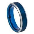 thumbnail image 2 of Men Women Tungsten Carbide Wedding Band Ring 6mm Comfort Fit High Polish Beveled Edge Brushed Blue Tone Tungsten Ring, 2 of 3