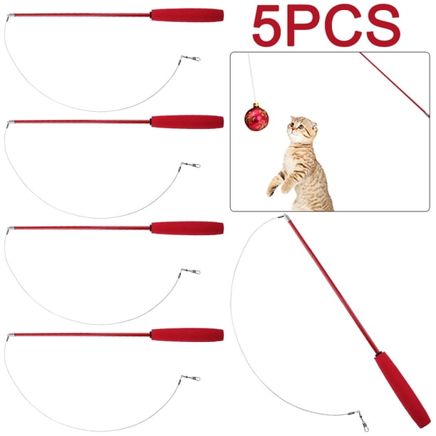 Varitas Interactivas Divertidas para Gatos Varita Caña Pescar Juguete Entrenamiento Color Rojo 5 Uds.