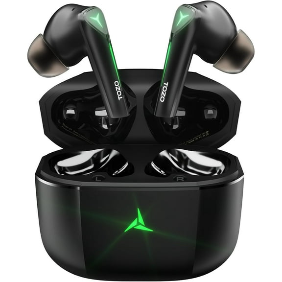 TOZO Wireless Gaming Earbuds Bluetooth 5.3 In-Ear Headphones with 45ms Ultra-Low Latency,Cool Breathing Light,Stereo Sound,Deep Bass,Wireless Charging Case,Type-C Fast Charging,30H Play,Ergonomic Fit