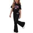 thumbnail image 2 of Amidoa Girls Summer 2 Piece Outfits Kids Print Short Sleeve and Pants Casual Clothing Sets Black Size 14, 2 of 7