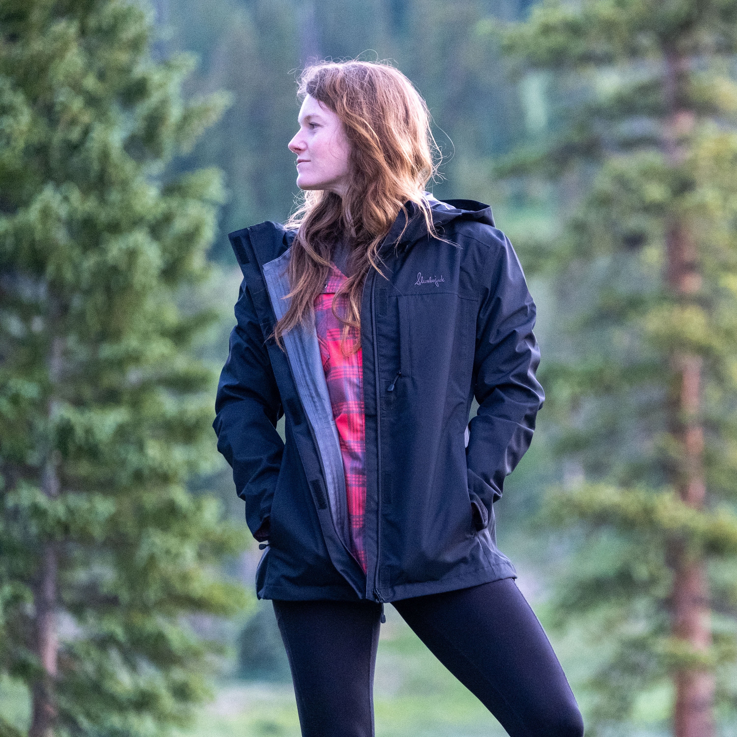 Slumberjack Squall Line Mid-Length Outwear Hooded Waterproof Jacket for Women, Large