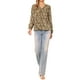 thumbnail image 2 of INSPIRAR CHIC Blusa de Cuello en V para Mujeres con Estampados Florales, Decoración de Botones, Manga Abullonada, Camisa Vintage Talla S Color Marrón Claro, 2 of 6