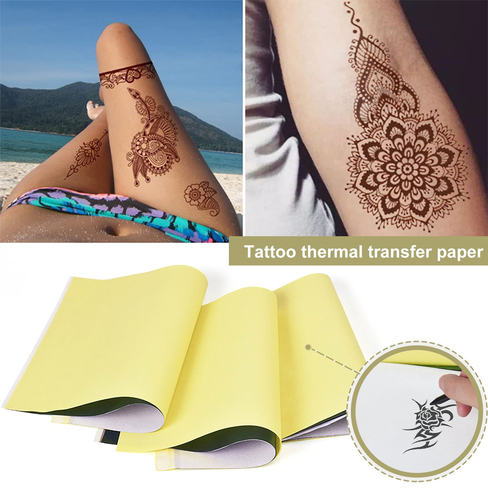 Zruodwans 1 Pack Tattoo Transfer Paper for Tattooing to skin, Tattoo  Stencil Paper for Tattooing Thermal Stencil Diy, A4 Size