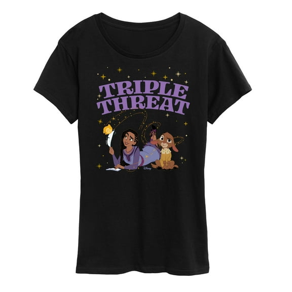 Disney Wish - Triple Threat Asha & Star - Women's Short Sleeve Graphic T-Shirt