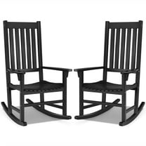 Gymax 2PCS Wood Rocking Chair Porch Rocker High Back Garden Seat Indoor Outdoor Black