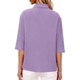 thumbnail image 6 of LIaqionyy Womens Cotton Linen Shirts 3/4 Sleeve Tunic Tops Button down Loose Dressy Blouses V Neck Pullover Work Clothes, 6 of 7