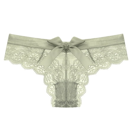 

Wotryit Womens Underwear Women s Lace Butterfly Bowknot Hollow Out Transparent Low Waist Panties Panties for Women Green M