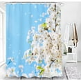 thumbnail image 5 of Pink Cherry Blossom Shower Curtain, Japanese Sakura Floral Shower Curtain Set, Plant Flower Cherry Shower Curtains for Bathroom, Waterproof Fabric with 12 Hooks, 72 x 72 Inches, 5 of 6