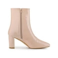 thumbnail image 3 of BLISSFUL STEP Women's Square Toe Side Zip Block Heels Ankle Boots Nude 6, 3 of 7
