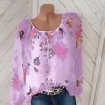 thumbnail image 1 of Puntoco - Blusa de gasa con estampado de flores y cuello redondo para mujer, suéter de manga larga Puntoco Puntoco-2567, 1 of 9