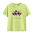 thumbnail image 4 of Kids Green 4th of July 2 Piece Short Sleeve Shirt & Drawstring Shorts Set Unisex Patriotic Summer Cotton Outfit Kids Boy Girl 100-160,Size 6 T, 4 of 9