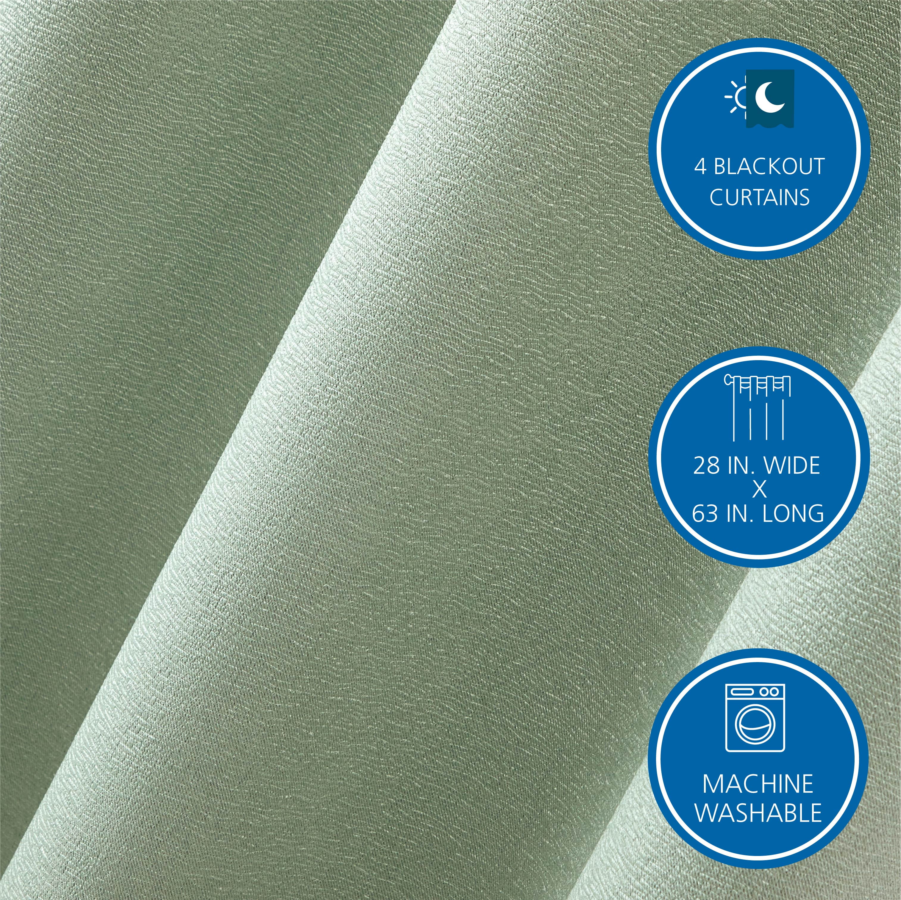 Mainstays 4 of a Kind Blackout Curtain Panels, Set of 4, Soft Sea, 28" W x 63" L