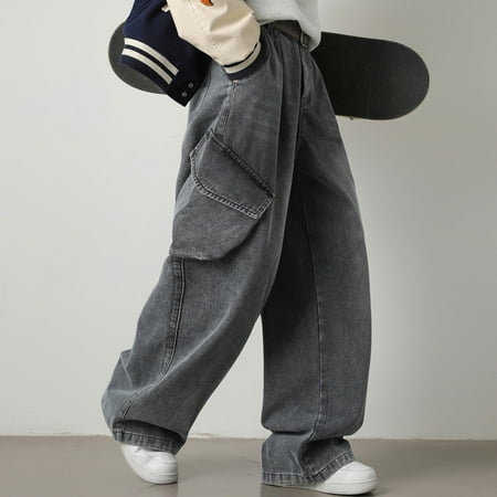 MHFRRA Men s Jeans Men s Distressed Washed Workwear Jeans with Side Utility Pockets Comfortable Stretch Denim Pants for Casual Wear Size XXXL