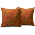 thumbnail image 2 of Halloween Spiderweb Pillow Covers 16x16 Set of 2 Orange Black Spider Web Outdoor Decorative Throw Pillows Halloween Scary Themed Farmhouse Pillowcases Linen Cushion Case Decor for Home Sofa Couch Bed, 2 of 6