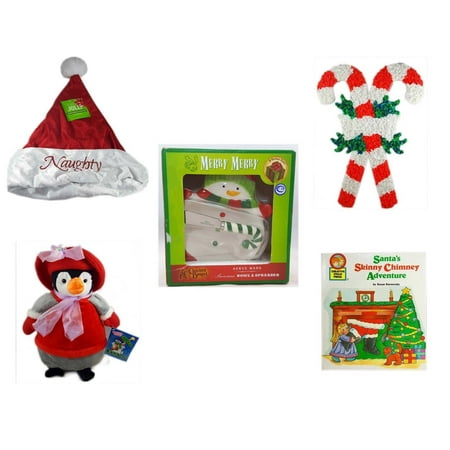 Christmas Fun Gift Bundle [5 Piece] - Be Jolly Embroidered Naughty Nice Santa Hat 17