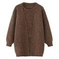 thumbnail image 4 of Ediodpoh Long Sleeved Cardigan Lazy Style Loose Jacket with Suspenders Two Piece Sweater Jackets for Women Coffee, 4 of 7