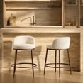 thumbnail image 5 of Morden Fort Hand-Hammered Metal Backless Counter Height Bar Stools Set of 2, Upholstered Cushion Bar Chairs, Compact Stools Set for Kitchen Island, Adjustable Footrests, Bronze, 5 of 9