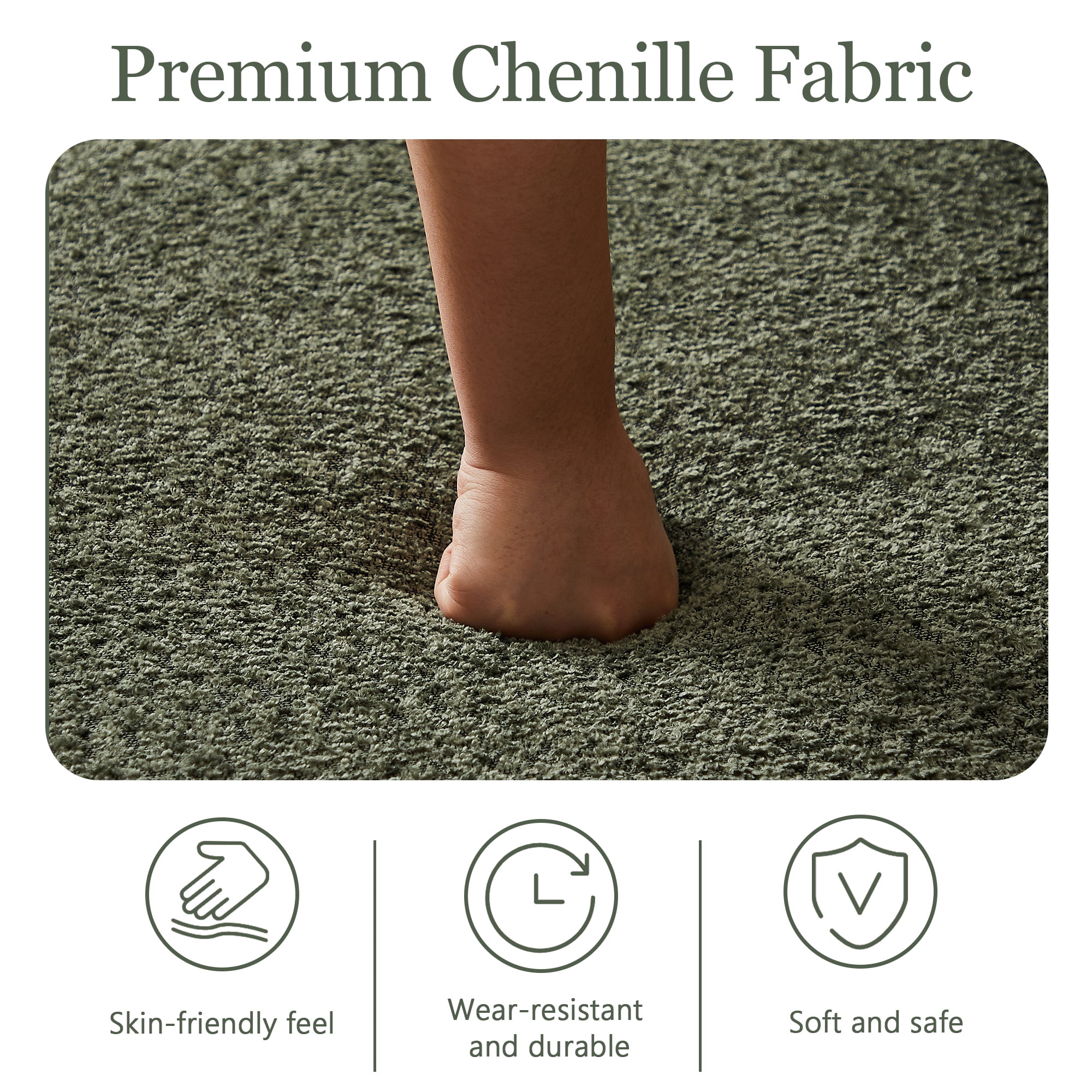 78.9inch Convertible Sleeper Sofa,Chenille Folding Mattress Sofa with DIY Removable Armrests,Floor Standing Lounge Sofa for Living Room Bedroom Small Space,Green