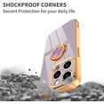 thumbnail image 4 of for Purple iPhone 15 Pro Case with Ring Holder Kickstand [with Magnetic] Soft TPU Bumper, Glitter Gold Electroplated Cover Full Camera Protective Phone Case for iPhone 15 Pro 2023, 4 of 14