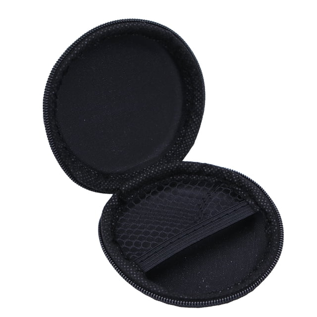 Estuche rígido portátil con cremallera para guardar auriculares, iPod y MP3 (negro)