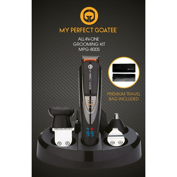 My Perfect Goatee Beard Trimmer, Grooming Kit with LED Battery Charge Indicator, Premium Travel Bag
