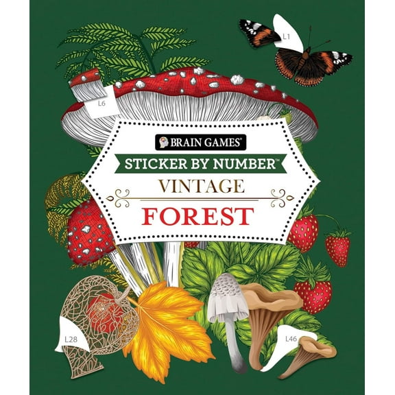 Brain Games - Sticker by Number - Vintage: Forest (28 Images to Sticker)