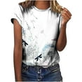 thumbnail image 2 of Ichuanyi Womens Shirts, Adult Fashion Woman Round Neck Short Sleeve Tops T-Shirt Prints Loose Blouse, 2 of 6