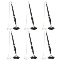 Uxcell Secure Pen with Chain and Adhesive Pen Holder, 6 Pcs Reception Counter Desk Pen for Office Bank Hotel Lobby, Black