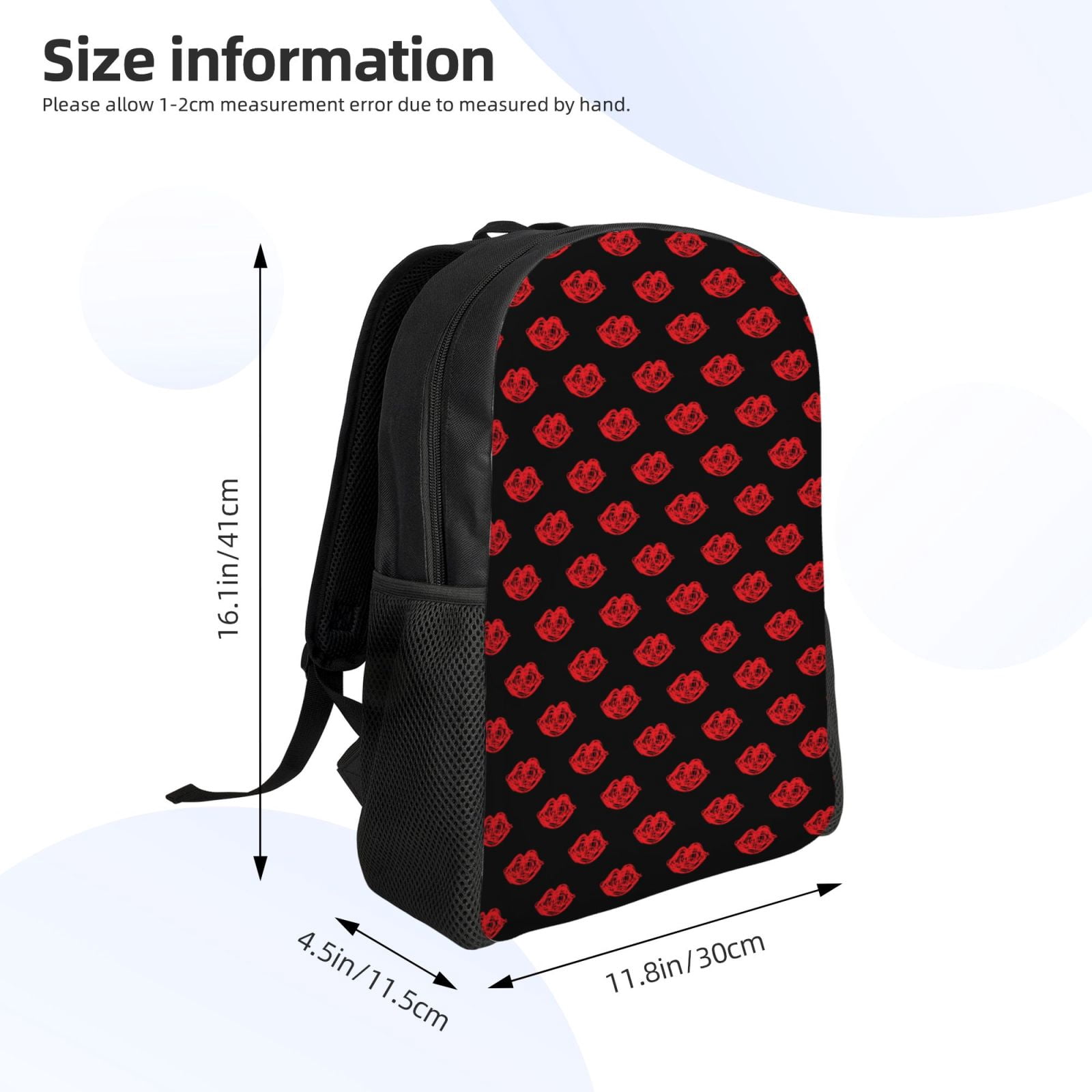 Xecao Red Beautiful Lips Print School Backpack with Laptop Compartment Small Travel Laptop Backpack for Women Men Waterproof College Backpack Simple School Bag