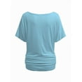 thumbnail image 3 of Womens Short Sleeve Boat Neck Side Shirring Dolman Drape Top, 3 of 6