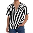 thumbnail image 3 of Naloa Zebra Men's Loose Fit Cuban Collar Short-Sleeve Shirt with Button-down and Chest Pocket for Everyday Wear Outings - Large, 3 of 7