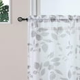 thumbnail image 2 of Taupe and White Kitchen Window Curtain Tiers, Quatrefoil Leaves Pattern Sheer Bathroom Window Curtain, Floral Printed Half Window Covering Voile Cafe Curtains, 26" W x 24" L, Set of 2, 2 of 9